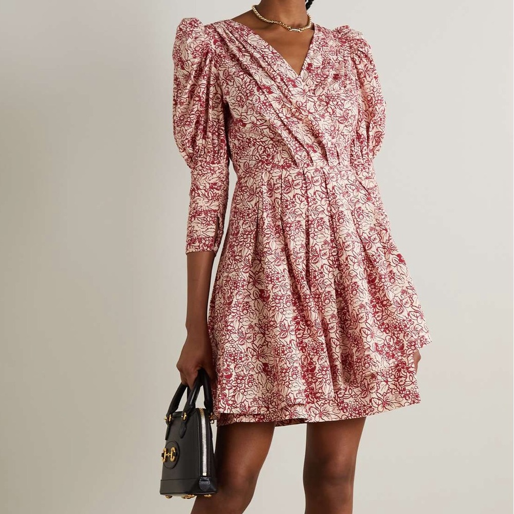 Batsheva Izra Floral Print Cotton Poplin Mini Dress